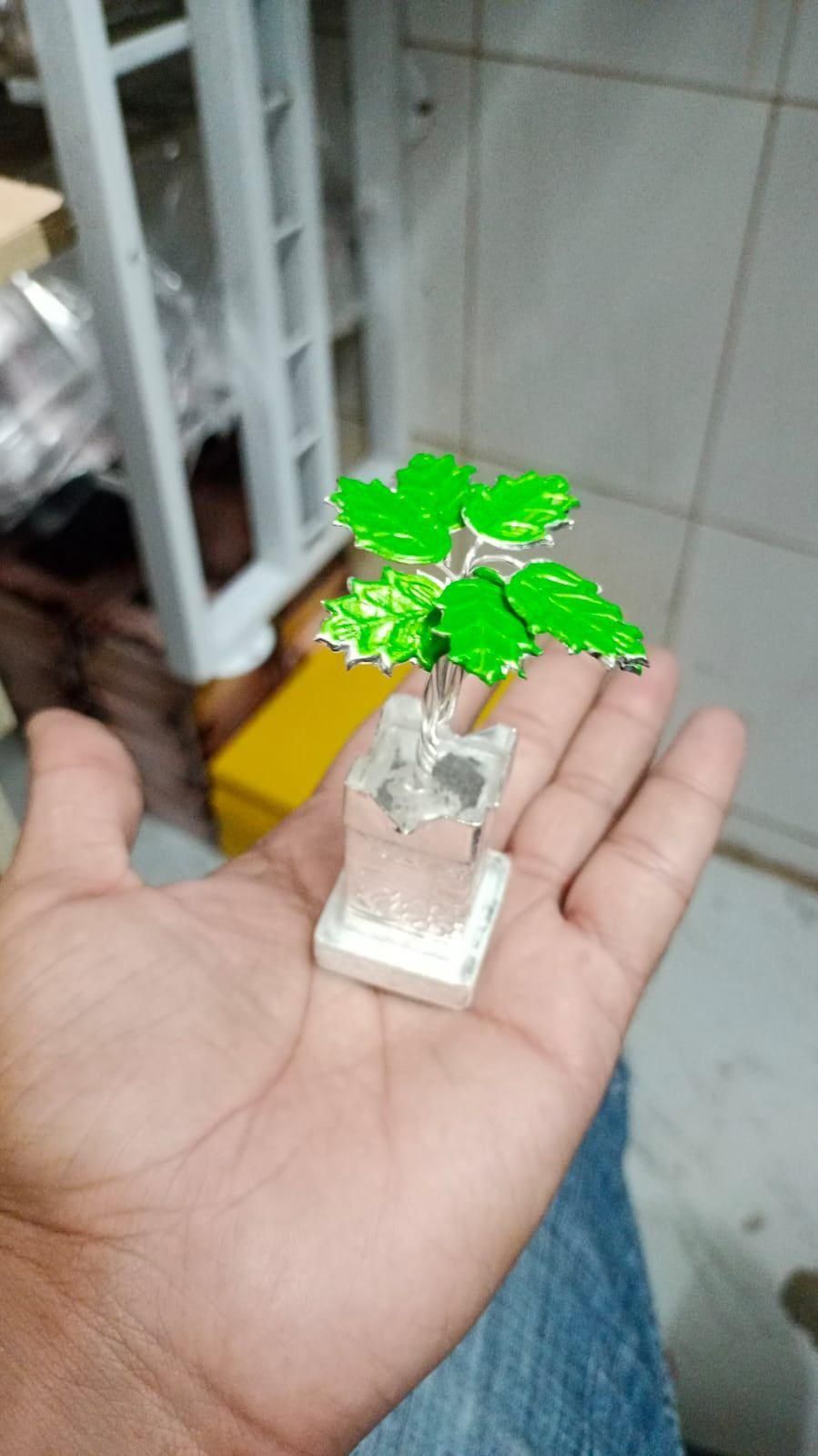 German Silver Plated Tulsi Plant Showpiece (4 inch) – Decorative & Elegant | NISHU Superstores