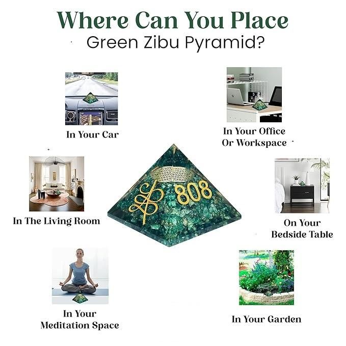 Green Aventurine Angelic Crystal Pyramid – Angel Symbol & 808 520 741 Number for Vastu & Good Luck | NISHU Superstores