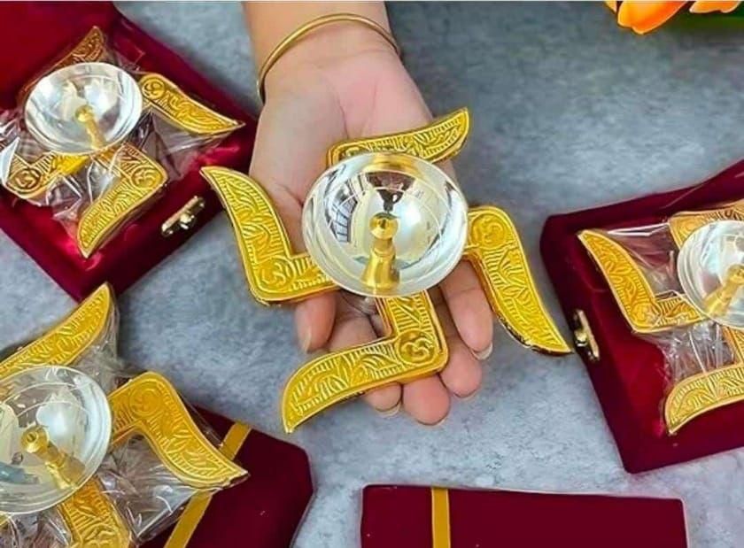 Brass Swastik Diya – Traditional Decorative Oil Lamp for Puja & Festivals | NISHU Superstores