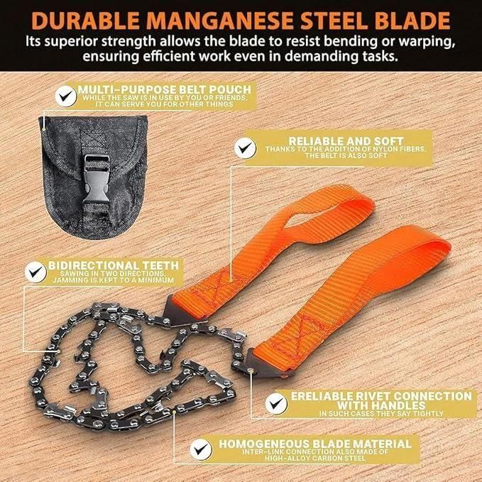 Pocket Chainsaw with Grips – Folding Pull Saw + Storage Pouch | NISHU Superstores