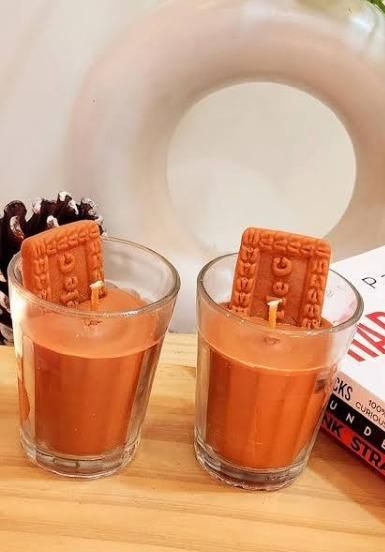 Chai Glass with Parle G Candle – Pack of 3 Unique Decorative Candles | NISHU Superstores