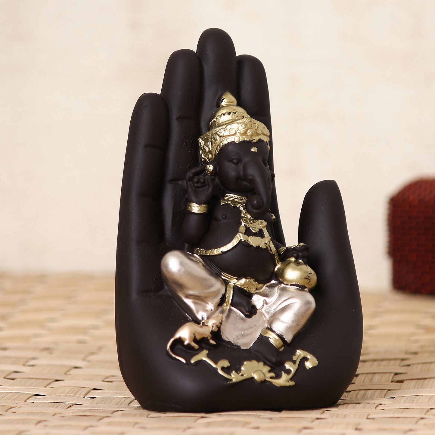eCraftIndia Golden Handcrafted Palm Ganesha – Decorative Showpiece for Home & Office | NISHU Superstores