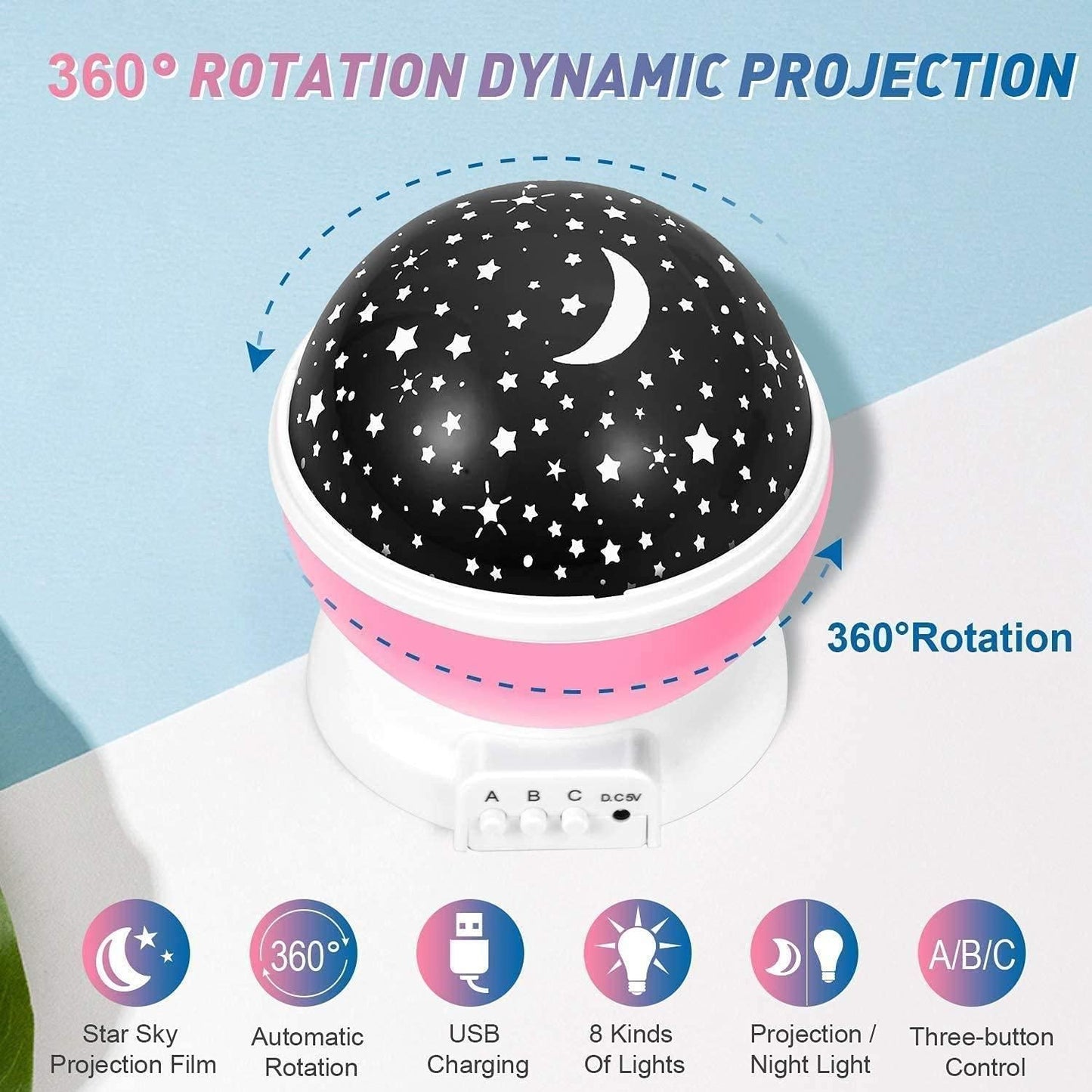 Star Moon Night Light Projector for Kids & Bedroom | 360° Rotating LED Lamp | NISHU Superstores