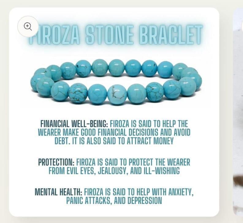 Firoza (Turquoise) Stone-Beads Bracelet | Healing & Energy Jewelry | NISHU Superstores