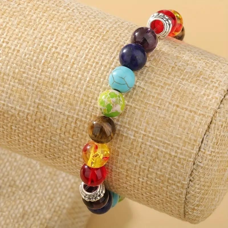 Classic 7 Beads Natural Agate Bracelet – Pack of 2 Healing Jewelry | NISHU Superstores