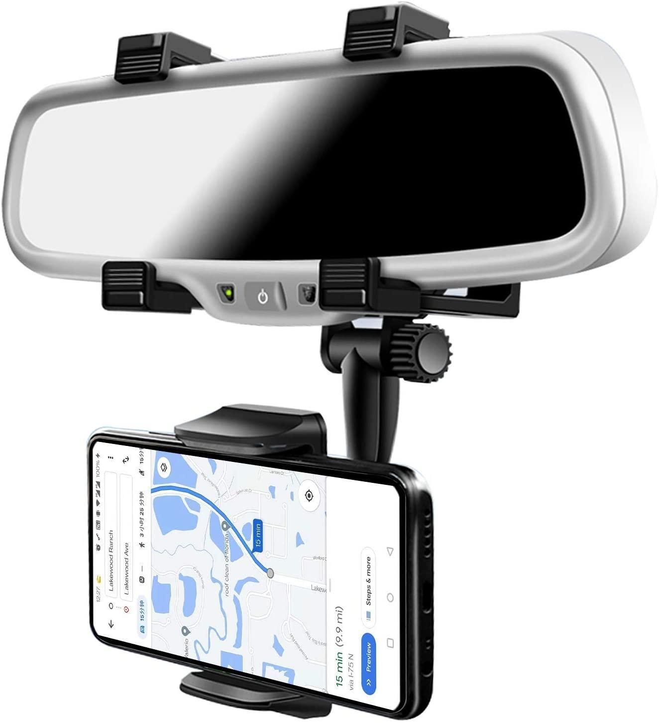 Rearview Mirror Phone Holder – 360° Adjustable Mobile Mount for Cars | NISHU Superstores