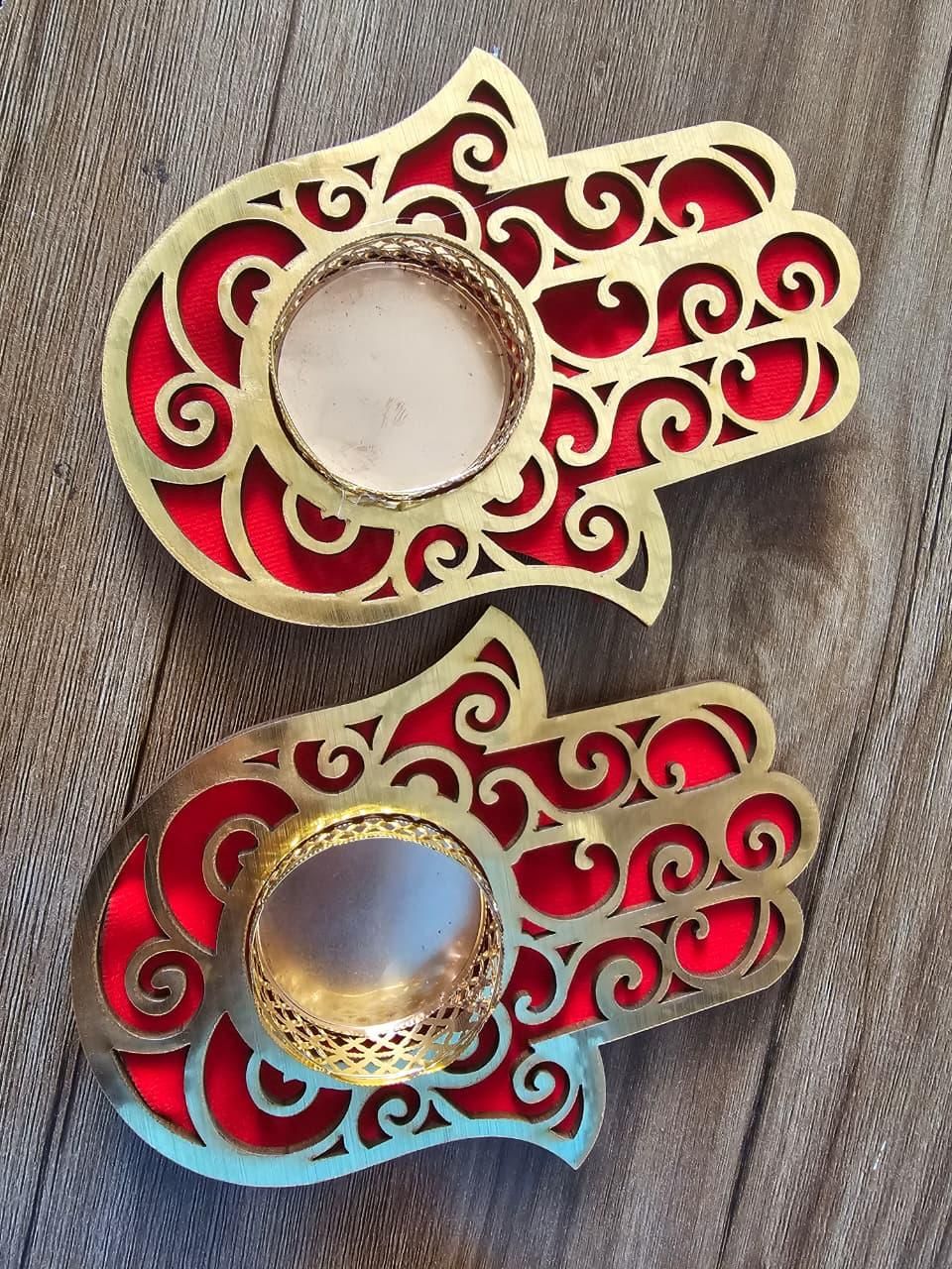 Hamsa Hand Diyas – Decorative Handmade Oil Lamps (Pack of 2) | NISHU Superstores