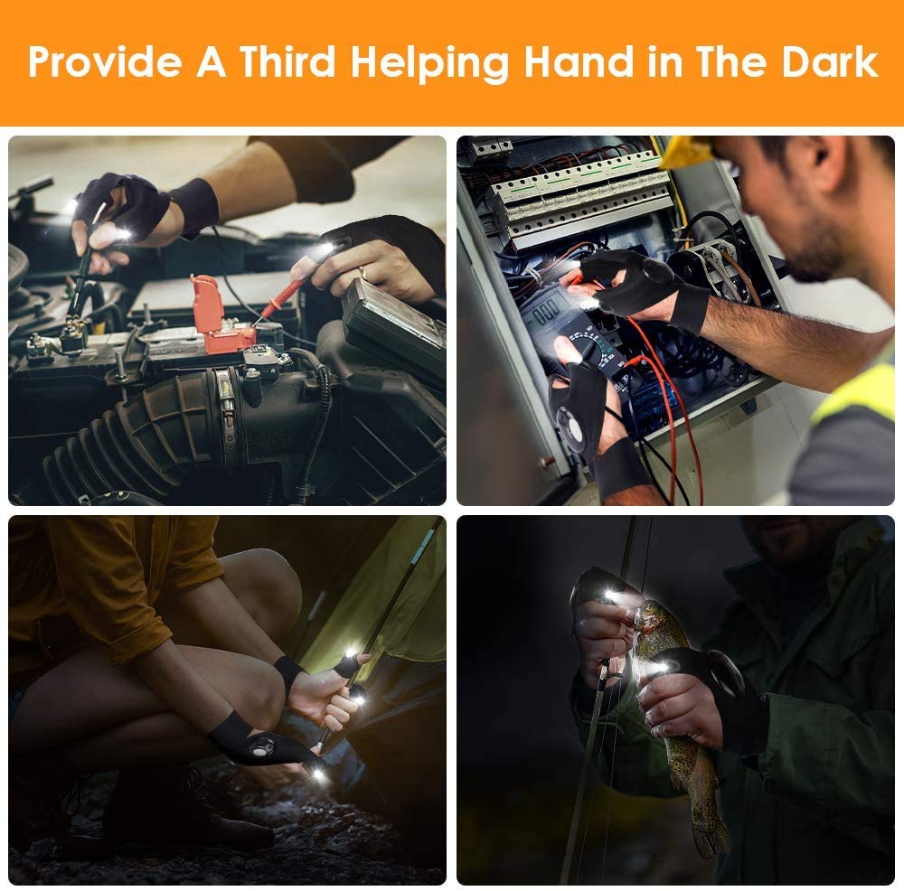 LED Flashlight Gloves for Men | Hands-Free Light Gloves for Repair, Camping, Fishing & Night Work (1 Pair) – NISHU Superstores
