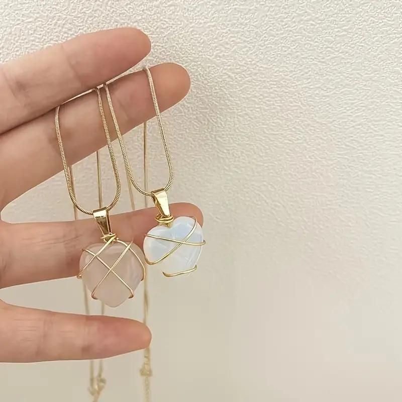 Fashion Metal Wrapped Love Heart Crystal Stone Pendant – Elegant Jewelry | NISHU Superstores