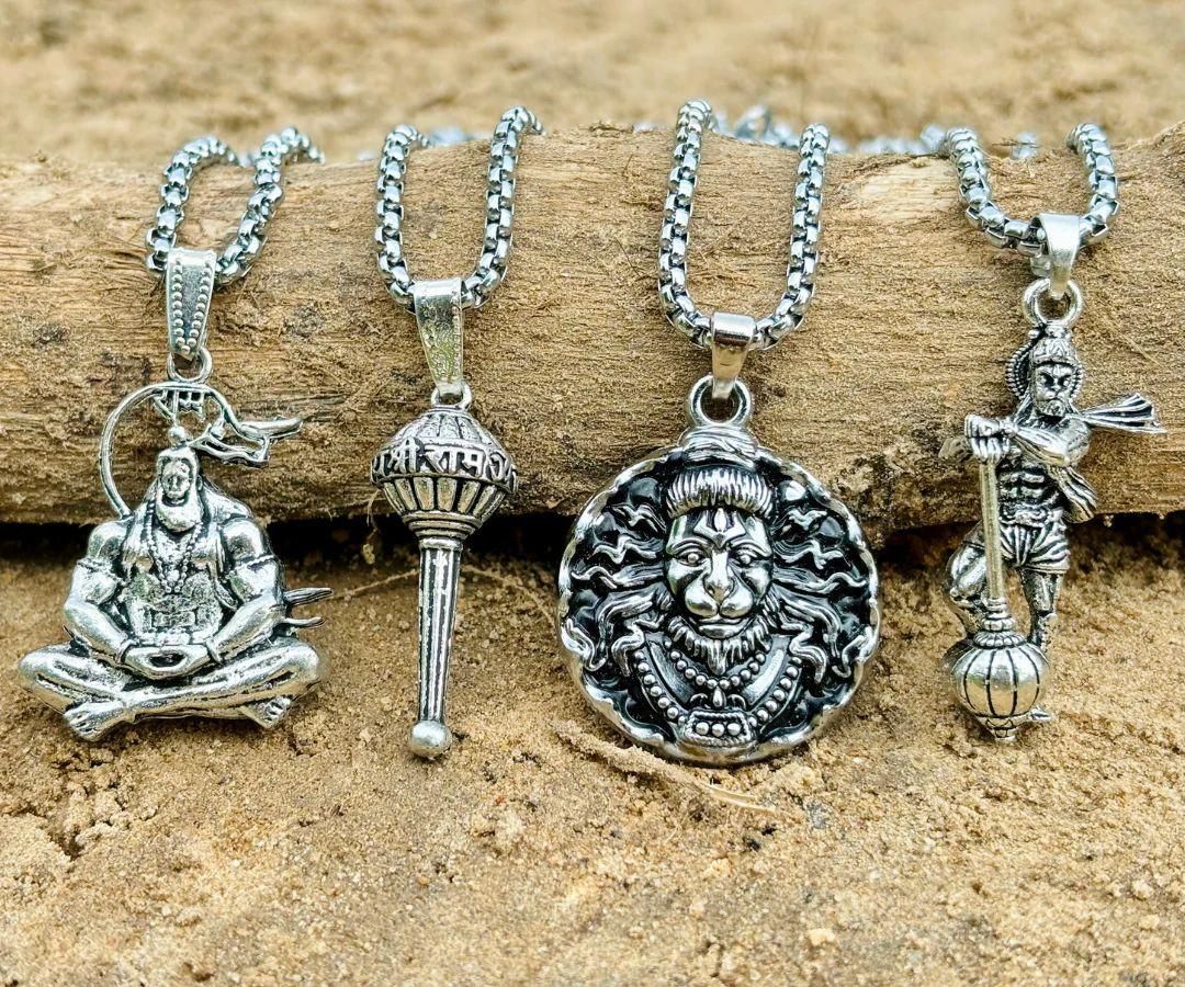 Lord Hanuman Chain with Pendant – Pack of 4 Spiritual Neck Chains | NISHU Superstores