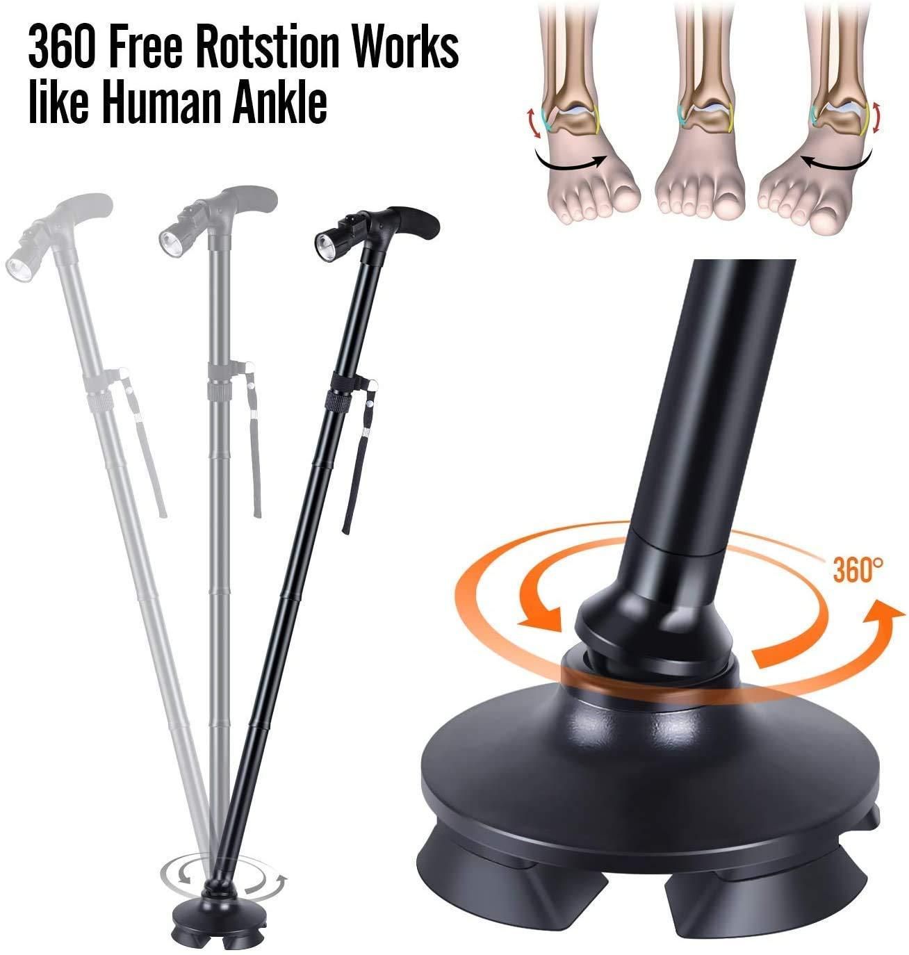 Collapsible Walking Stick with LED Light – Foldable, Sturdy & Safe Support | NISHU Superstores