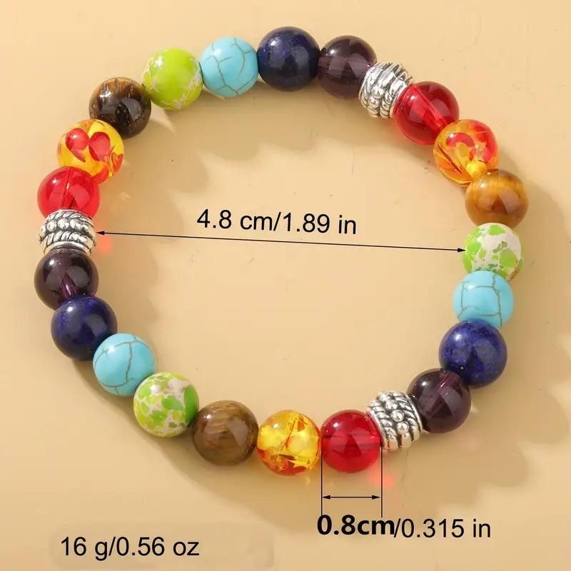 Classic 7 Beads Natural Agate Bracelet – Pack of 2 Healing Jewelry | NISHU Superstores