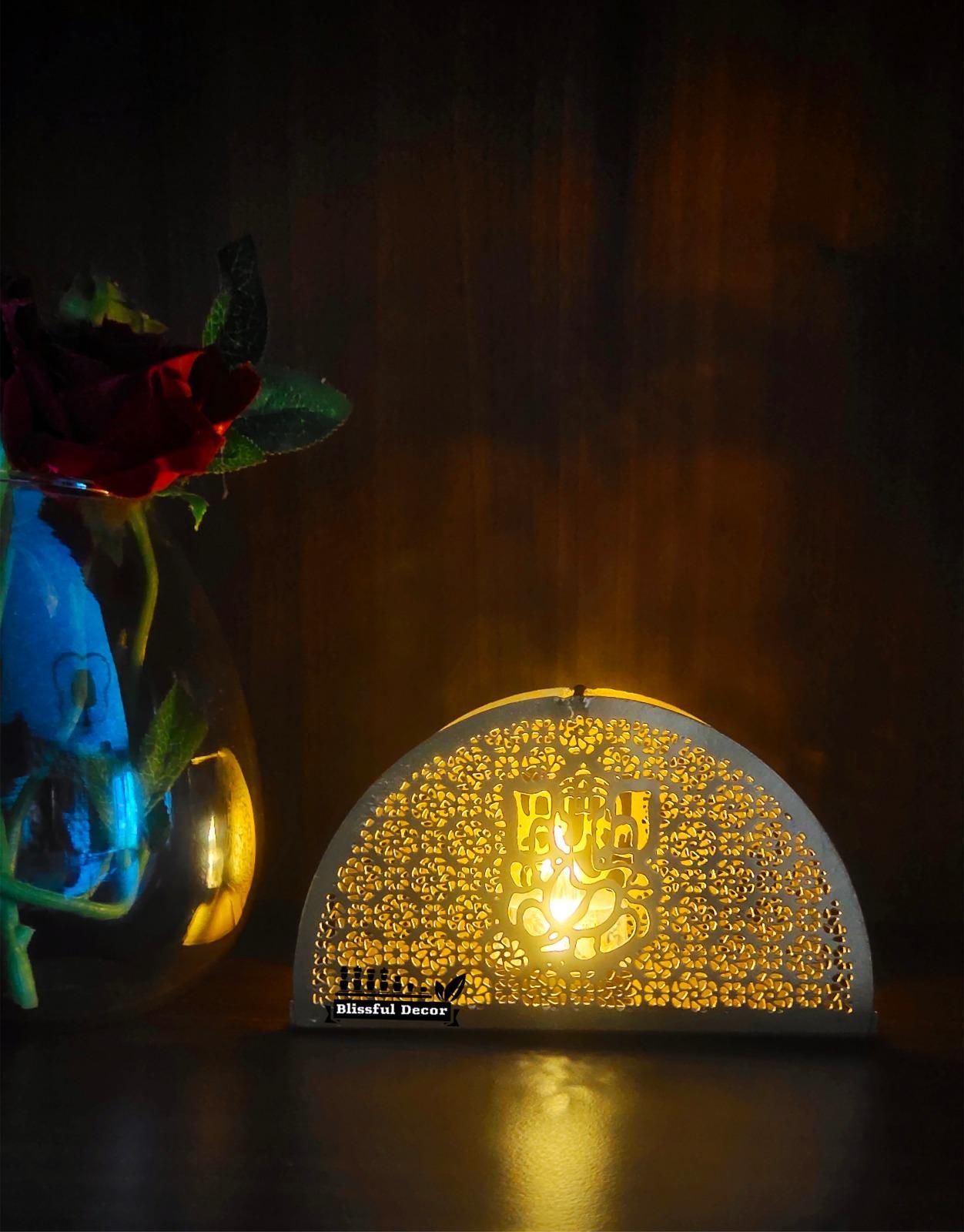 Tea Light Ganesh Half Round – Decorative Oil & Scented Candle | NISHU Superstores