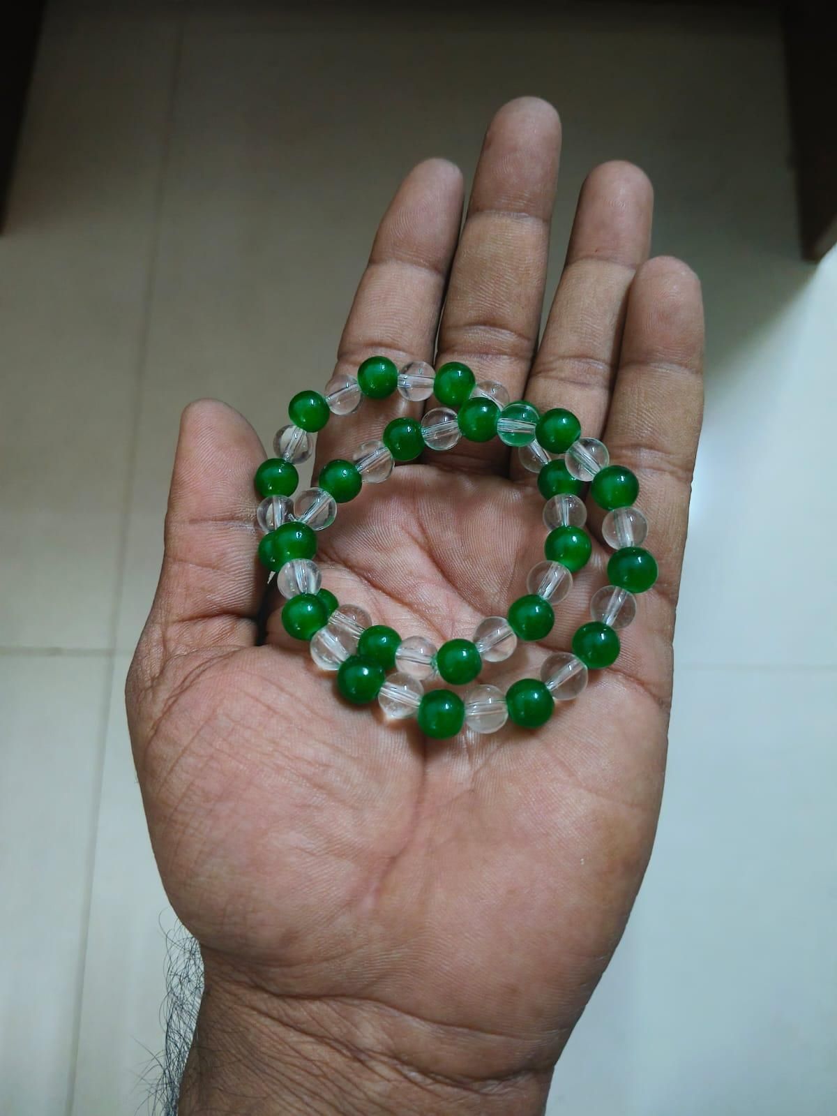 Green Aventurine & Clear Bracelet (Pack of 2) | Healing & Energy Jewelry | NISHU Superstores