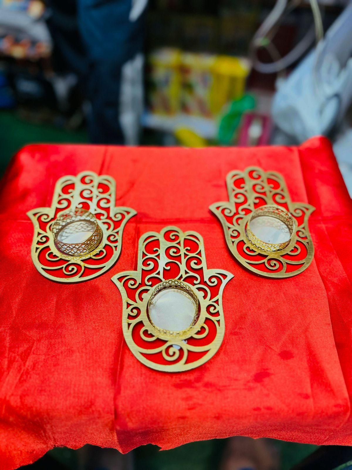 Hamsa Hand Diyas – Decorative Handmade Oil Lamps (Pack of 2) | NISHU Superstores