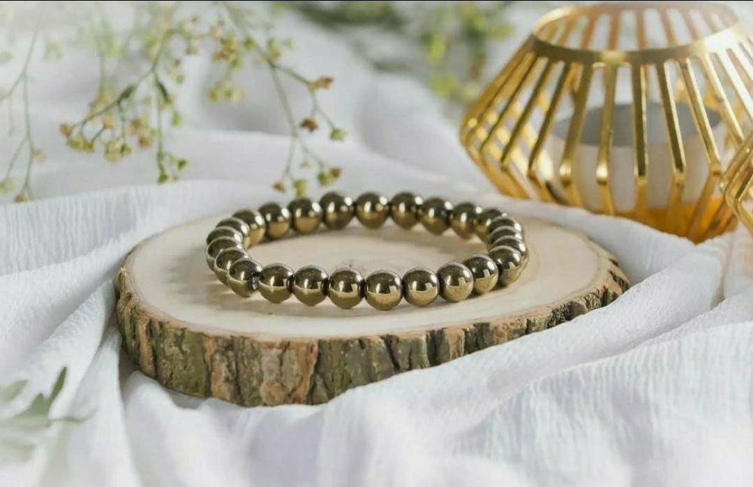 Golden Pyrite 8mm Natural Stone Bracelet for Men & Women | NISHU Superstores