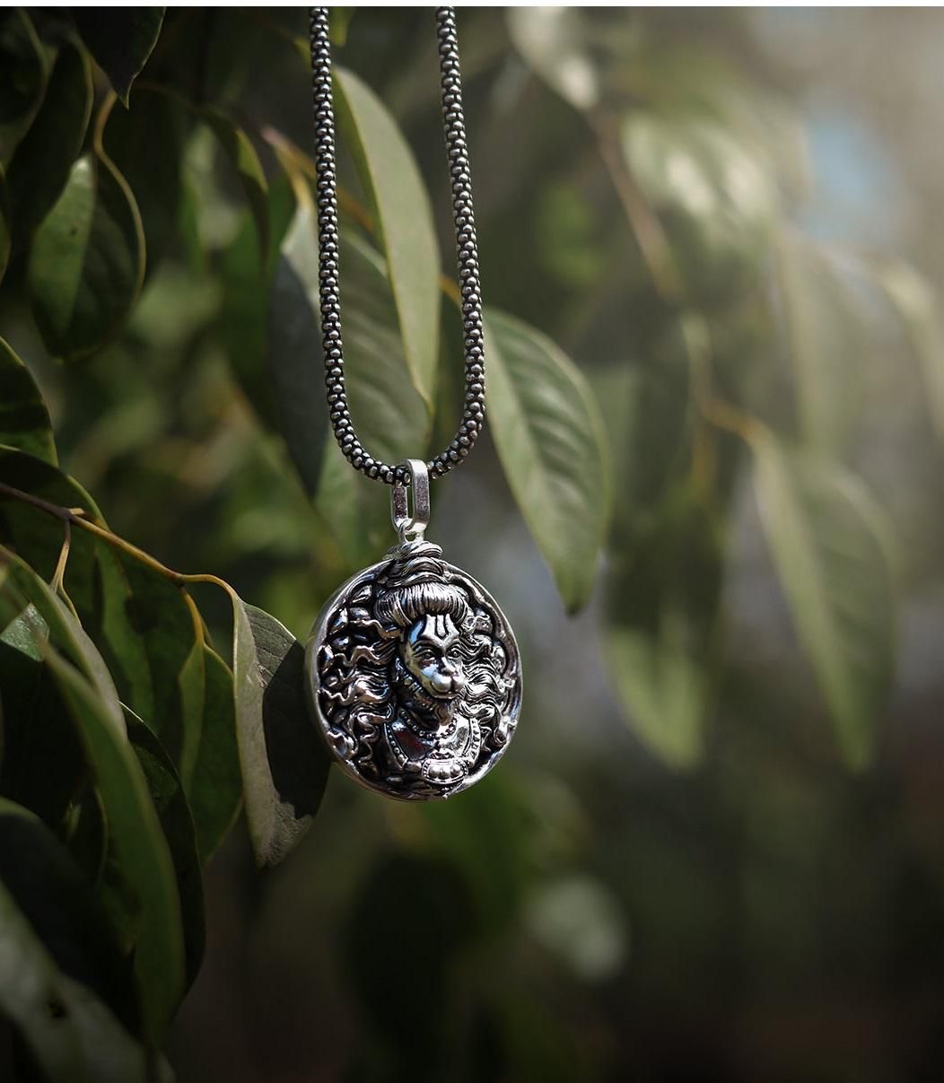 Men's Silver Chain with Hanuman Pendant – Stylish Spiritual Wear | NISHU Superstores