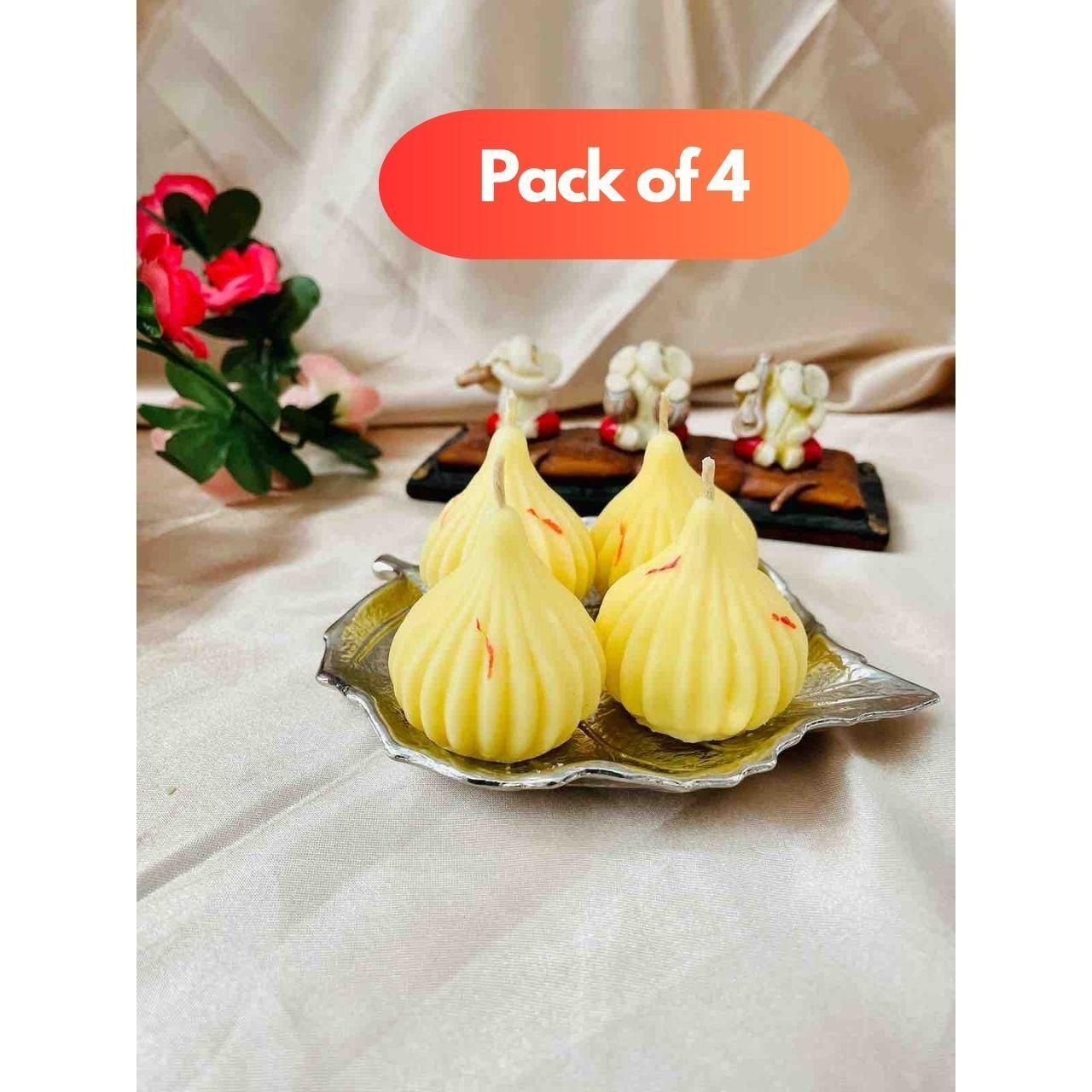 Modak Shaped Candles – Pack of 4 Decorative Festive Candles | NISHU Superstores