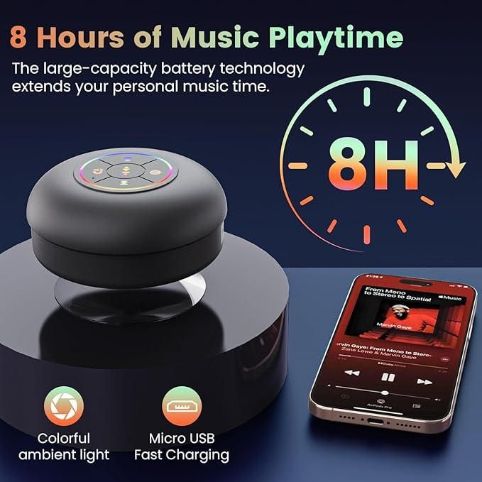 Waterproof Bluetooth Speaker with Large Suction Cup – Shower & Outdoor Use | NISHU Superstores