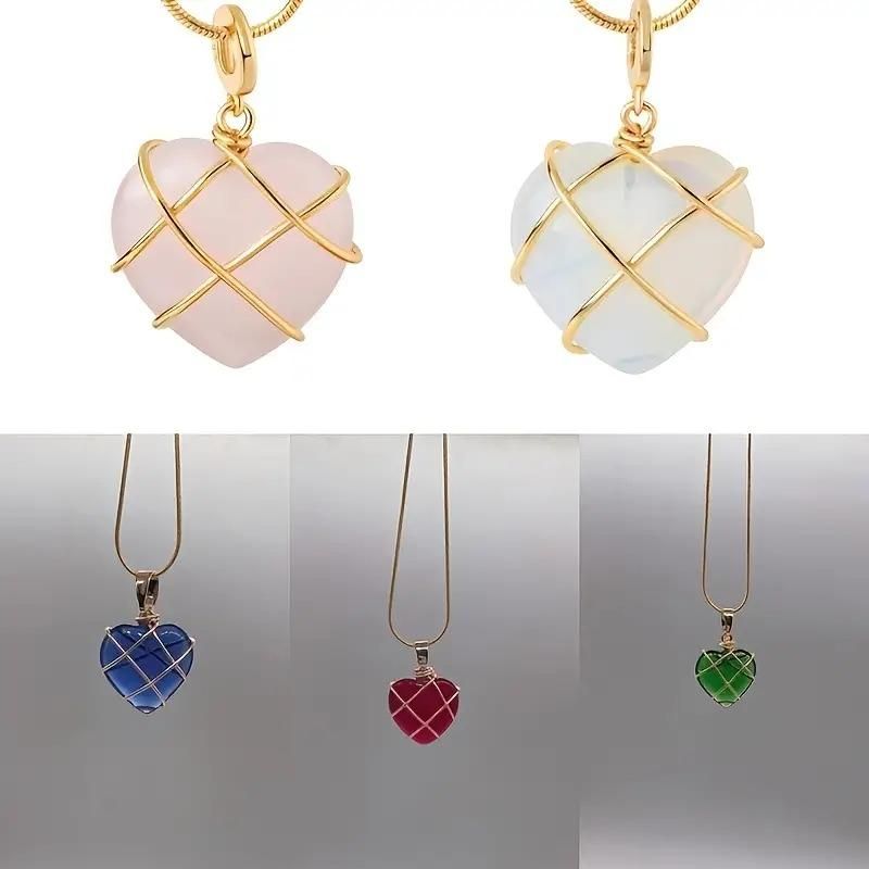 Fashion Metal Wrapped Love Heart Crystal Stone Pendant – Elegant Jewelry | NISHU Superstores