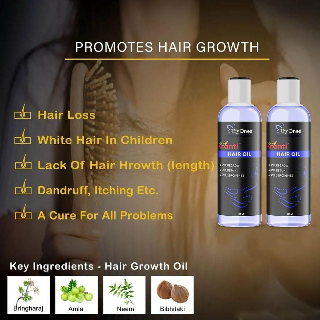 TryOnes Natural Kranti Hair Oil 100ml (Pack of 2) – Ayurvedic Hair Growth & Scalp Care | NISHU Superstores