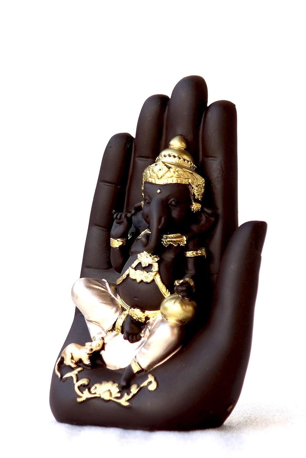 eCraftIndia Golden Handcrafted Palm Ganesha – Decorative Showpiece for Home & Office | NISHU Superstores