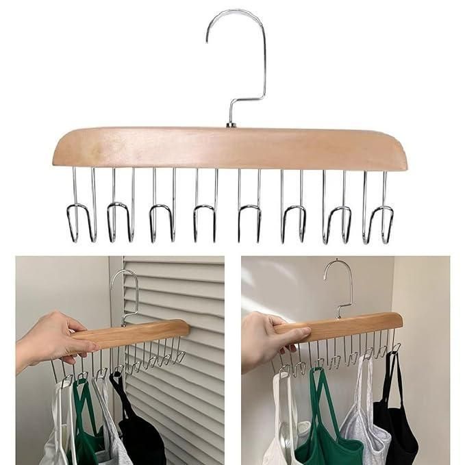 Multifunctional Wooden Hanger with Metal Hooks – Wall Mount Rack (Pack of 1) | NISHU Superstores