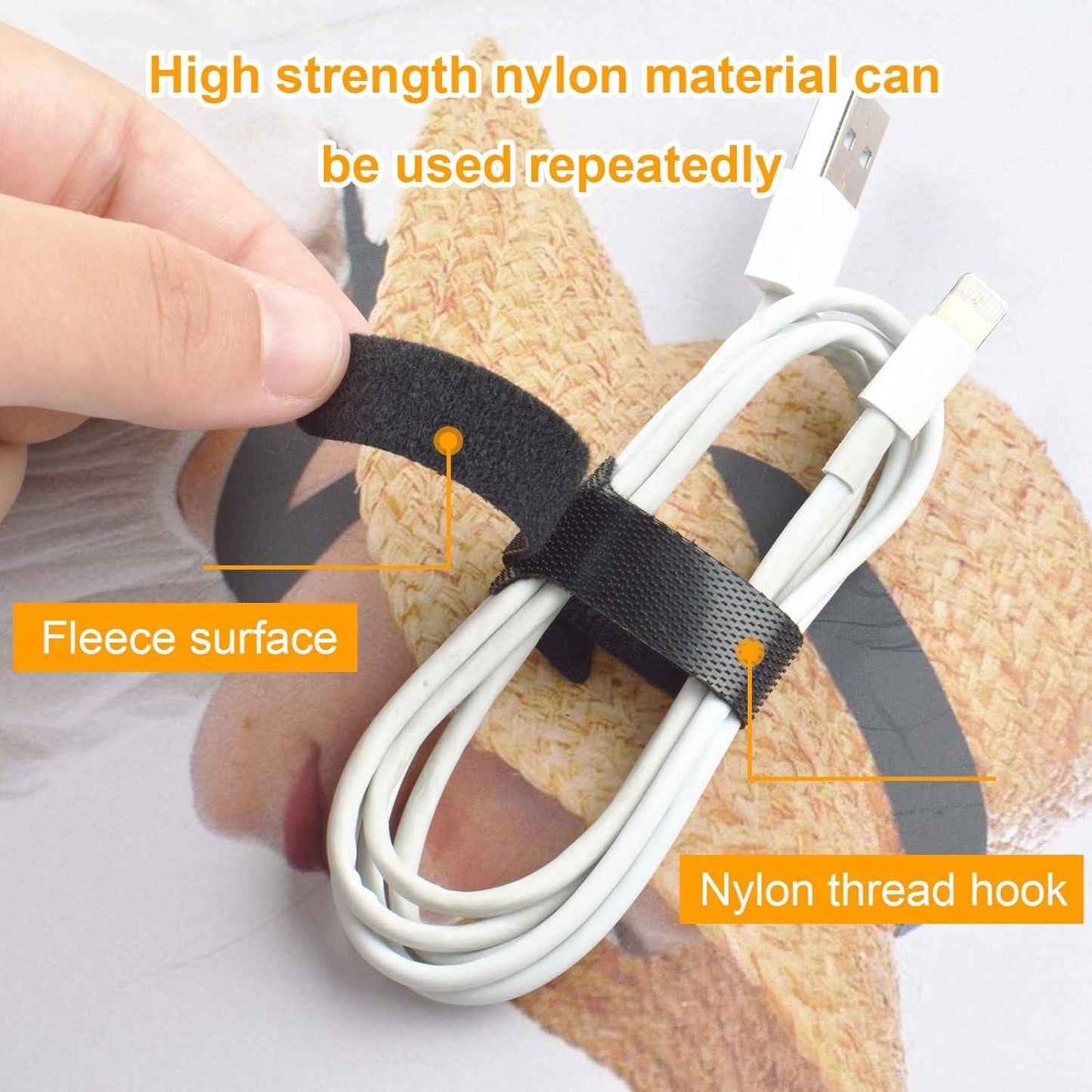 60 Pcs Velcro Cable Ties – Reusable Wire Organizer Straps | NISHU Superstores