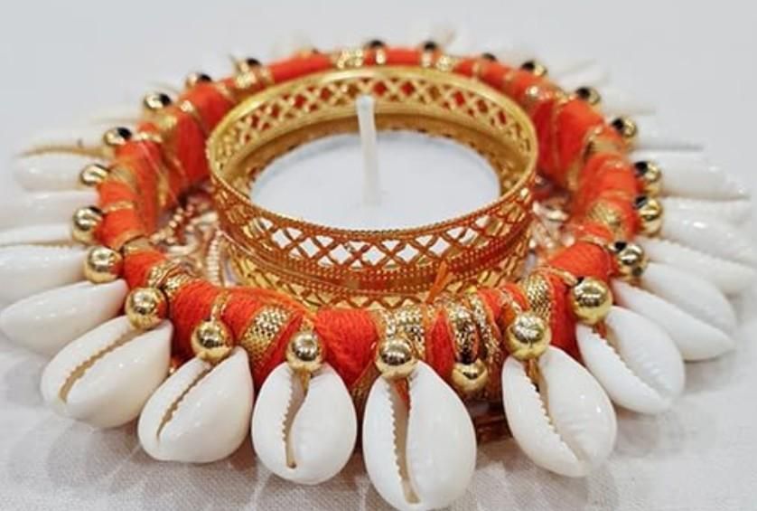 Cowrie Shell Design Tealight Holder (Pack of 2) – Decorative Candle Holder | NISHU Superstores