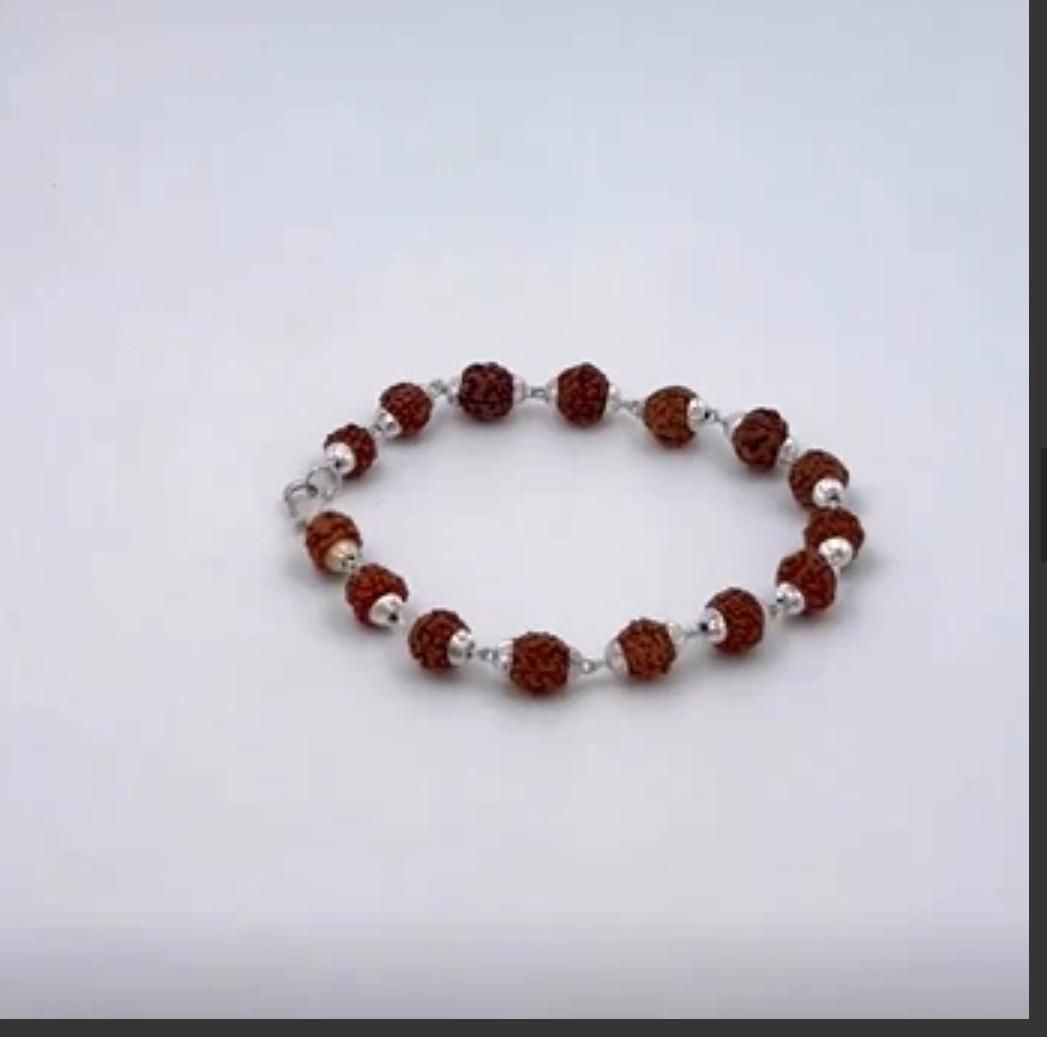 Silver Plated Rudraksha Bracelet for Men & Women | Spiritual Jewelry – NISHU Superstores