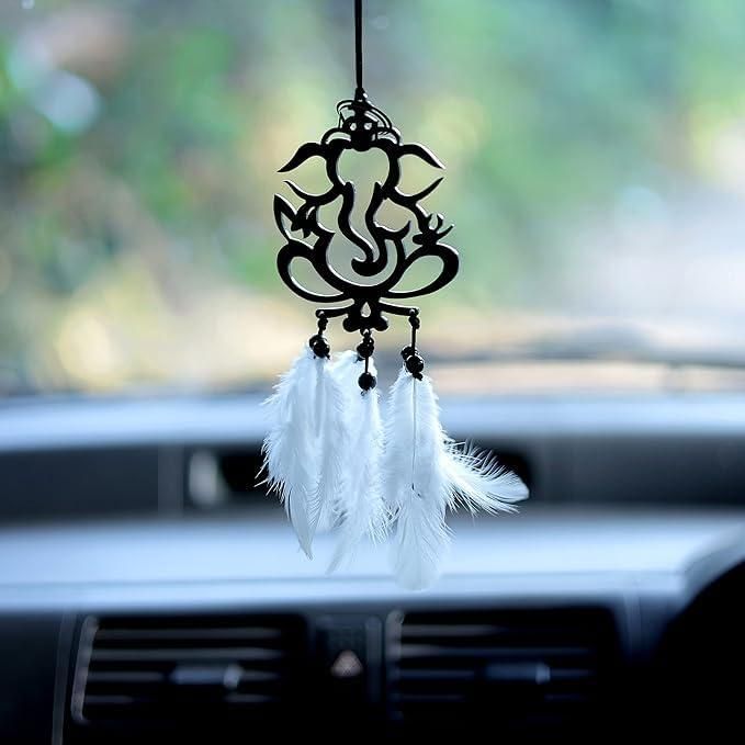 Hanging Car Accessories Dream Catcher with Shree Ganesh Idol – Spiritual Car Charm | NISHU Superstores