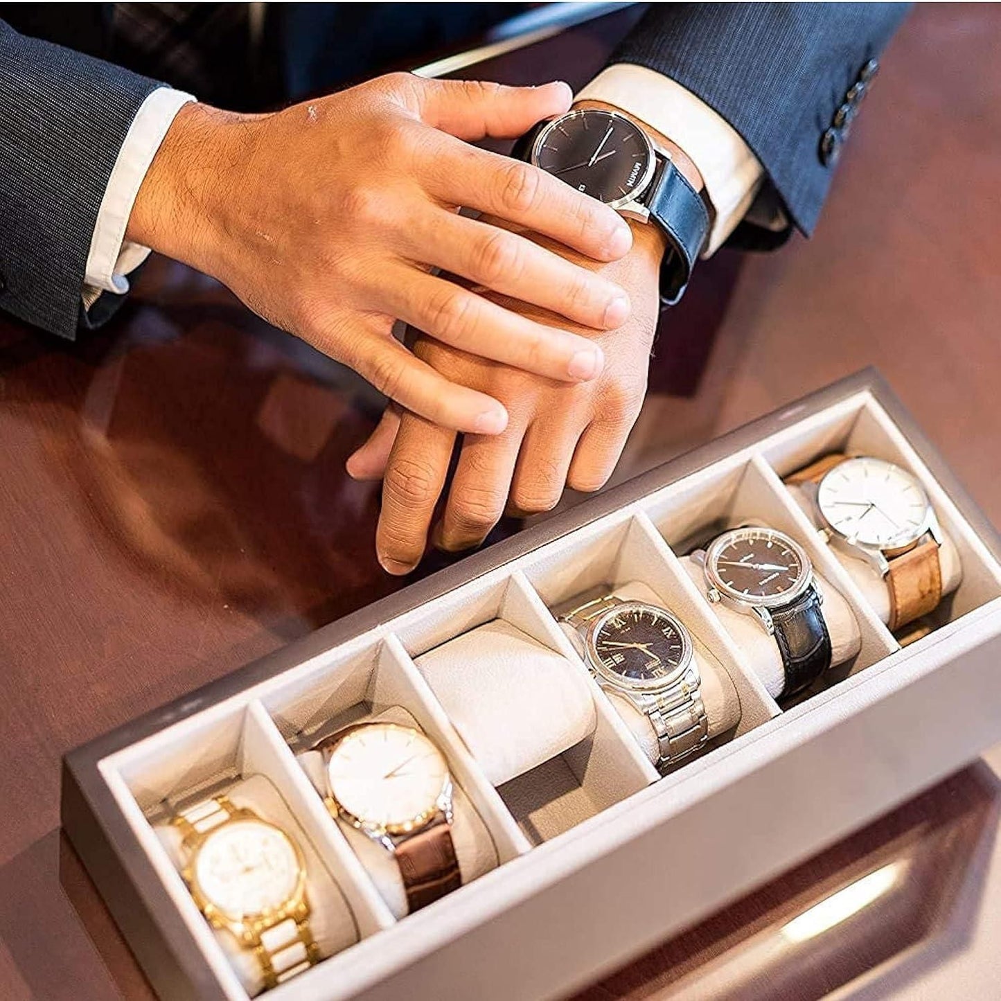 Wood Watch Box Organizer with Glass Display – Elegant Storage Case for Watches | NISHU Superstores