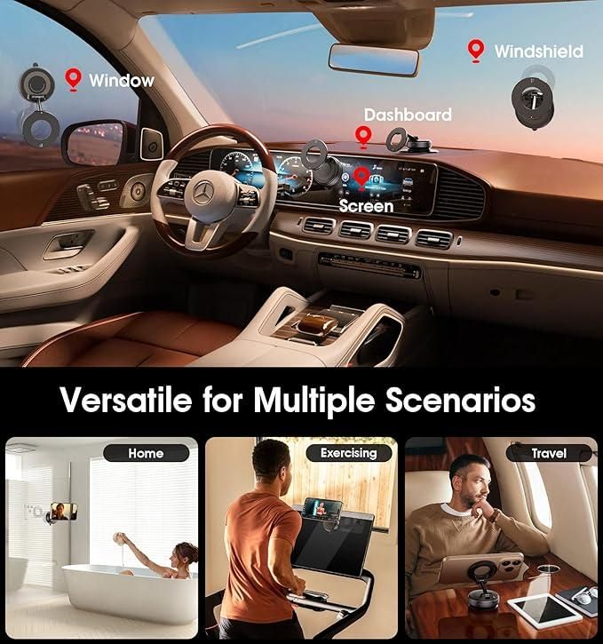 Vacuum Suction Magnetic Bracket – 360° Rotating Phone Holder for Wall, Desk & Car | NISHU Superstores