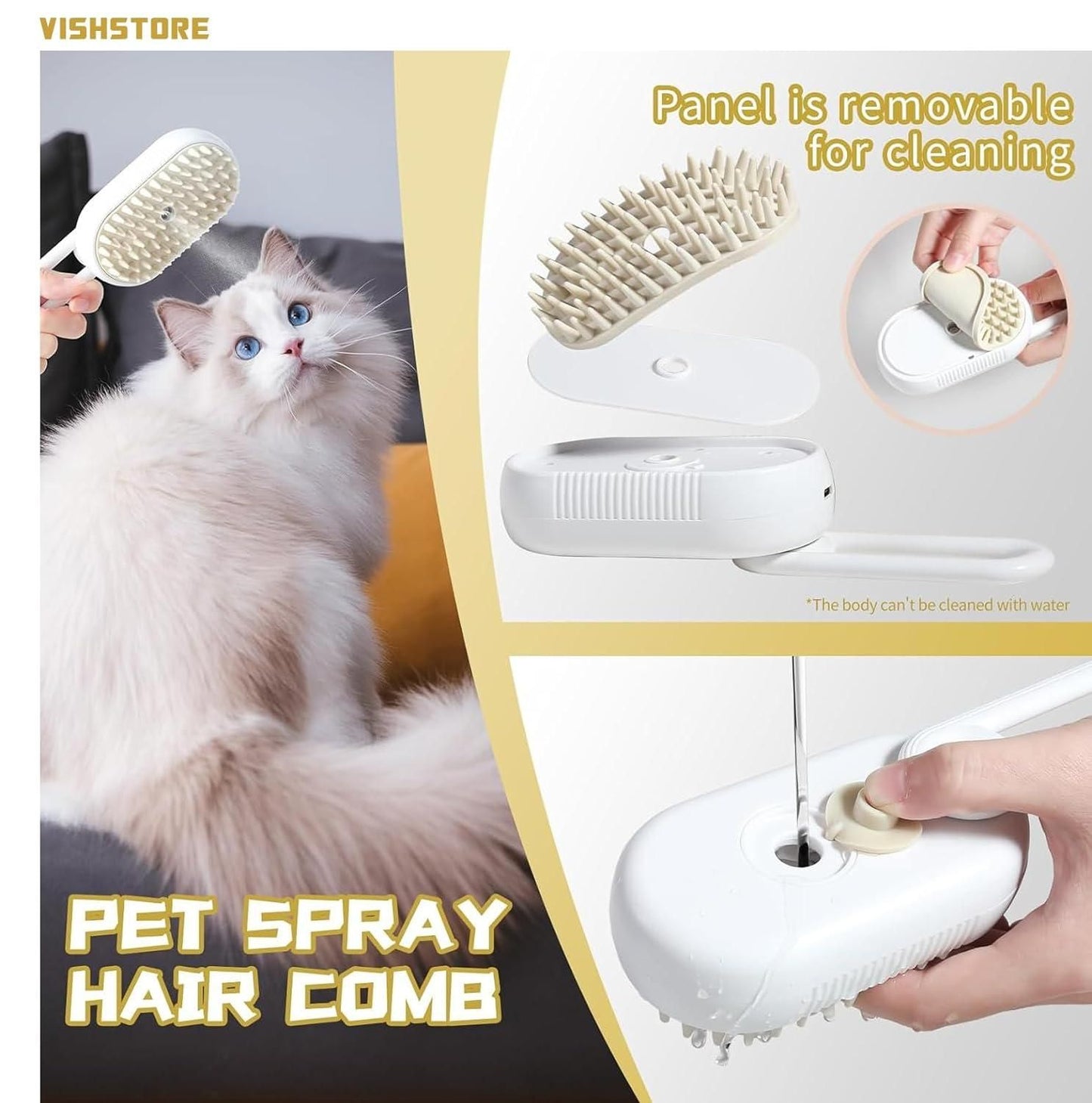Pet Steam Brush for Dogs & Cats – Gentle Grooming & Fur Detangles | NISHU Superstores