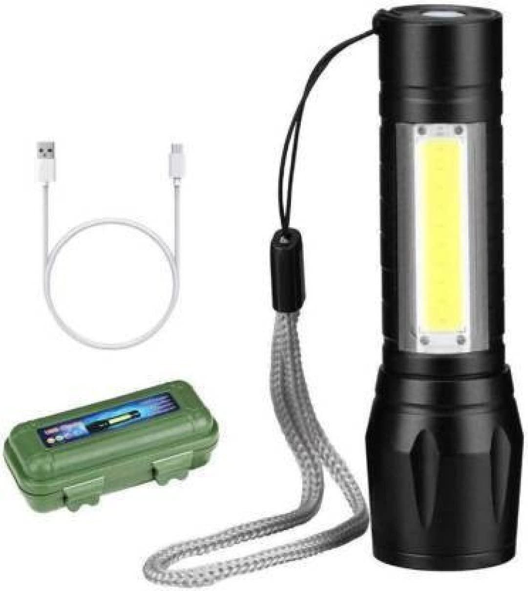 Mini LED COB Flashlight Keychain with Zoomable 7W Metal Torch – Portable & Rechargeable | NISHU Superstores