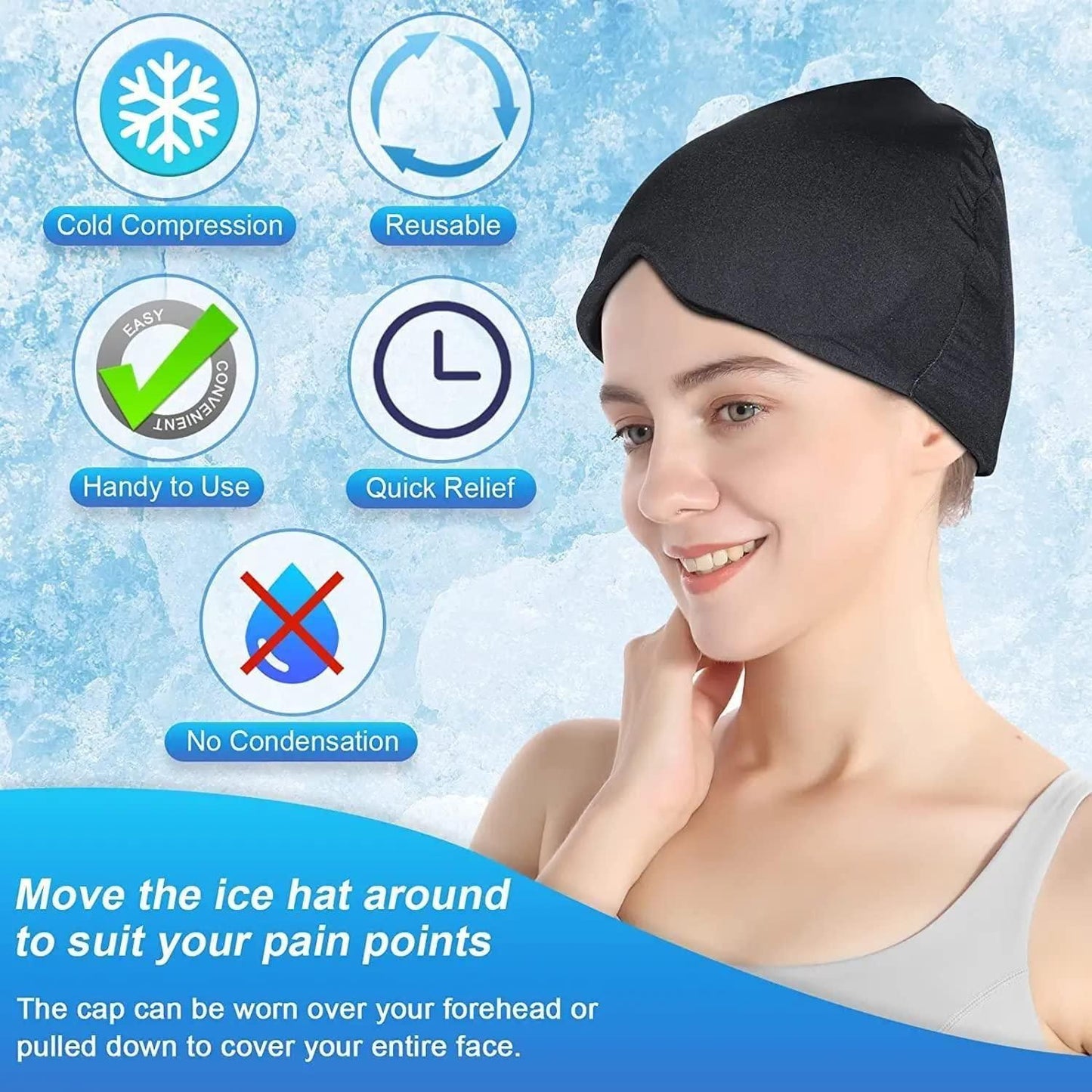 Magic Secret Migraine Relief Cap – Headache & Stress Soothing Gel Hat | NISHU Superstores