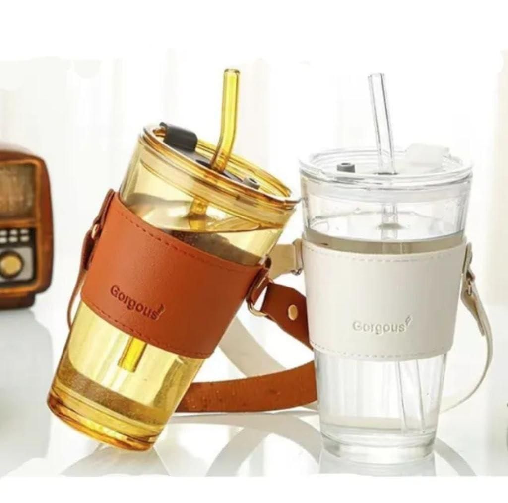 Glass Tumbler with Glass Straw & Lid – Eco-Friendly Reusable Drinkware | NISHU Superstores