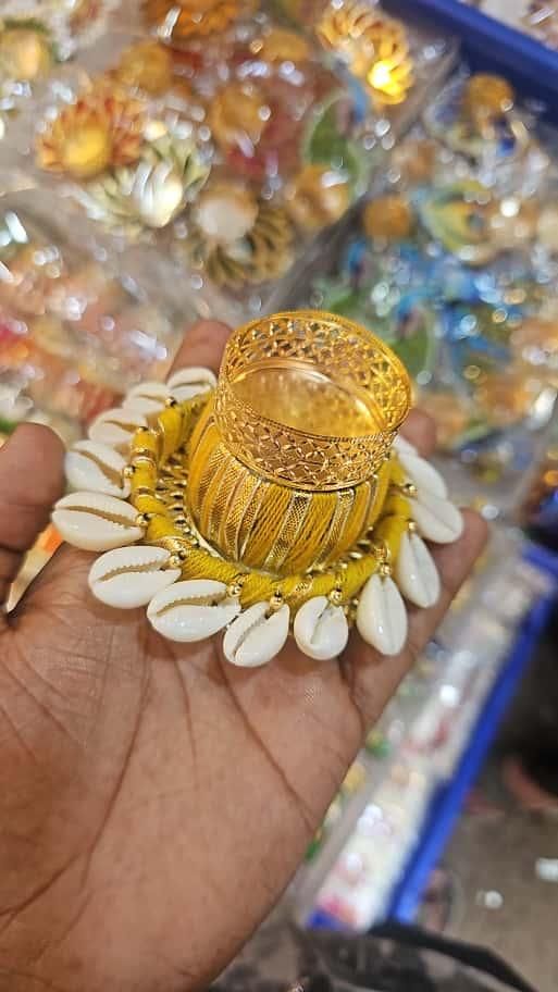 Cowrie Dholakh Tealight Holder (Pack of 2) – Decorative Candle Holder | NISHU Superstores