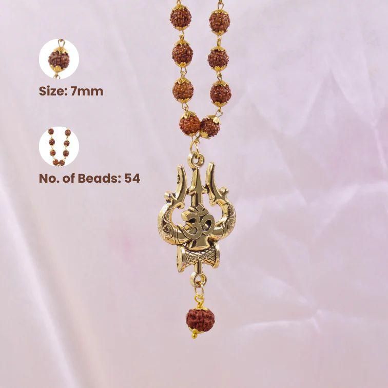 Panchmukhi Rudraksha OM Shiva Trishool Mala | Spiritual Power Beads | NISHU Superstores