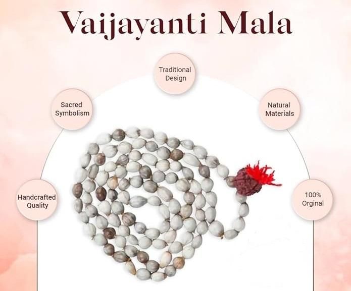 Original Vaijayanti Mala with Rudraksha & Moira Stone for Spiritual Protection & Positivity | NISHU Superstores