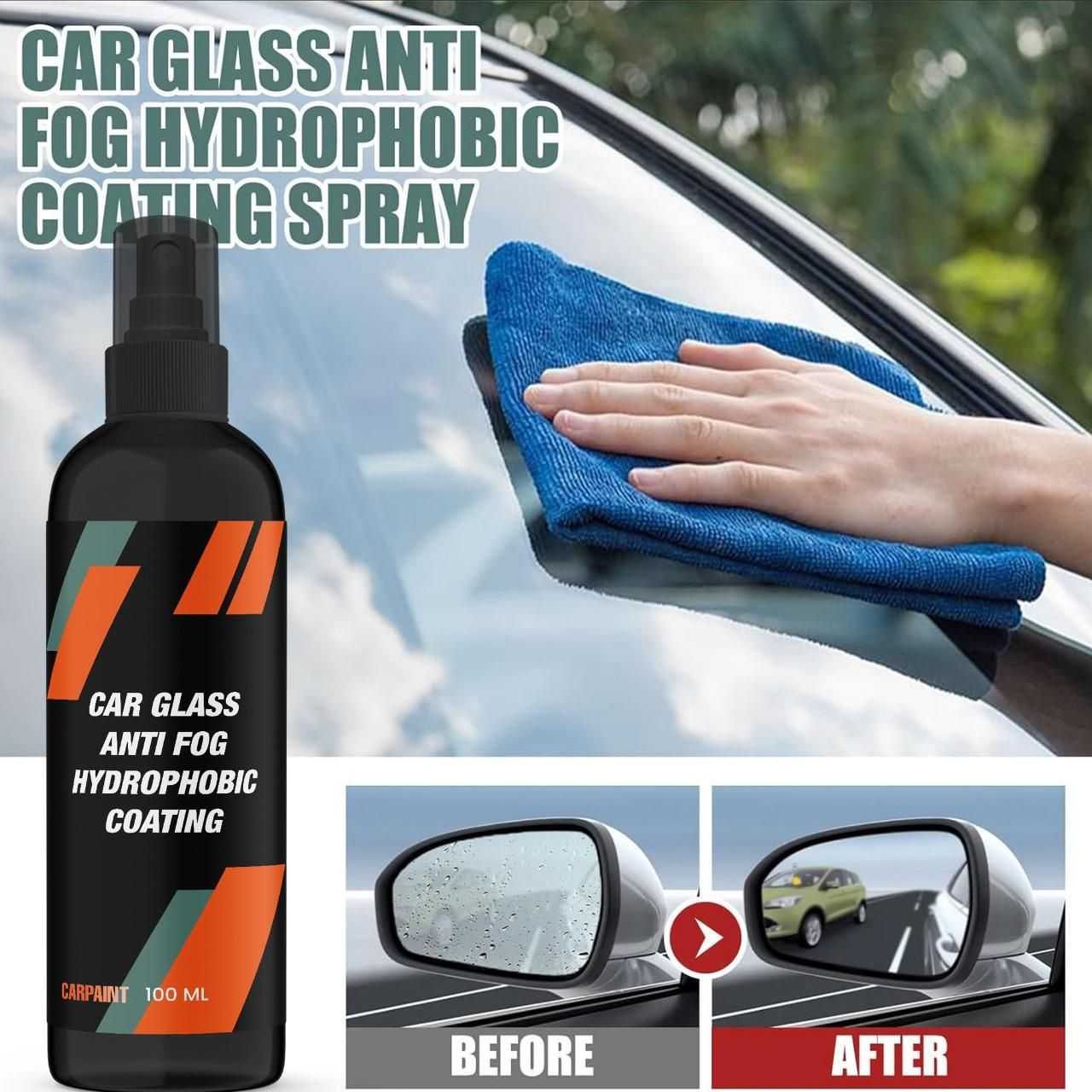 Car Glass Anti-Fog Hydrophobic Coating 100ml (Pack of 2) – Clear Vision & Protection | NISHU Superstores