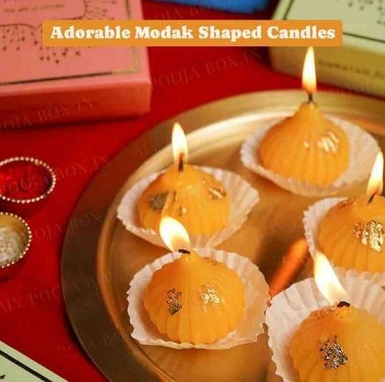 Modak Shaped Candles – Pack of 4 Decorative Festive Candles | NISHU Superstores