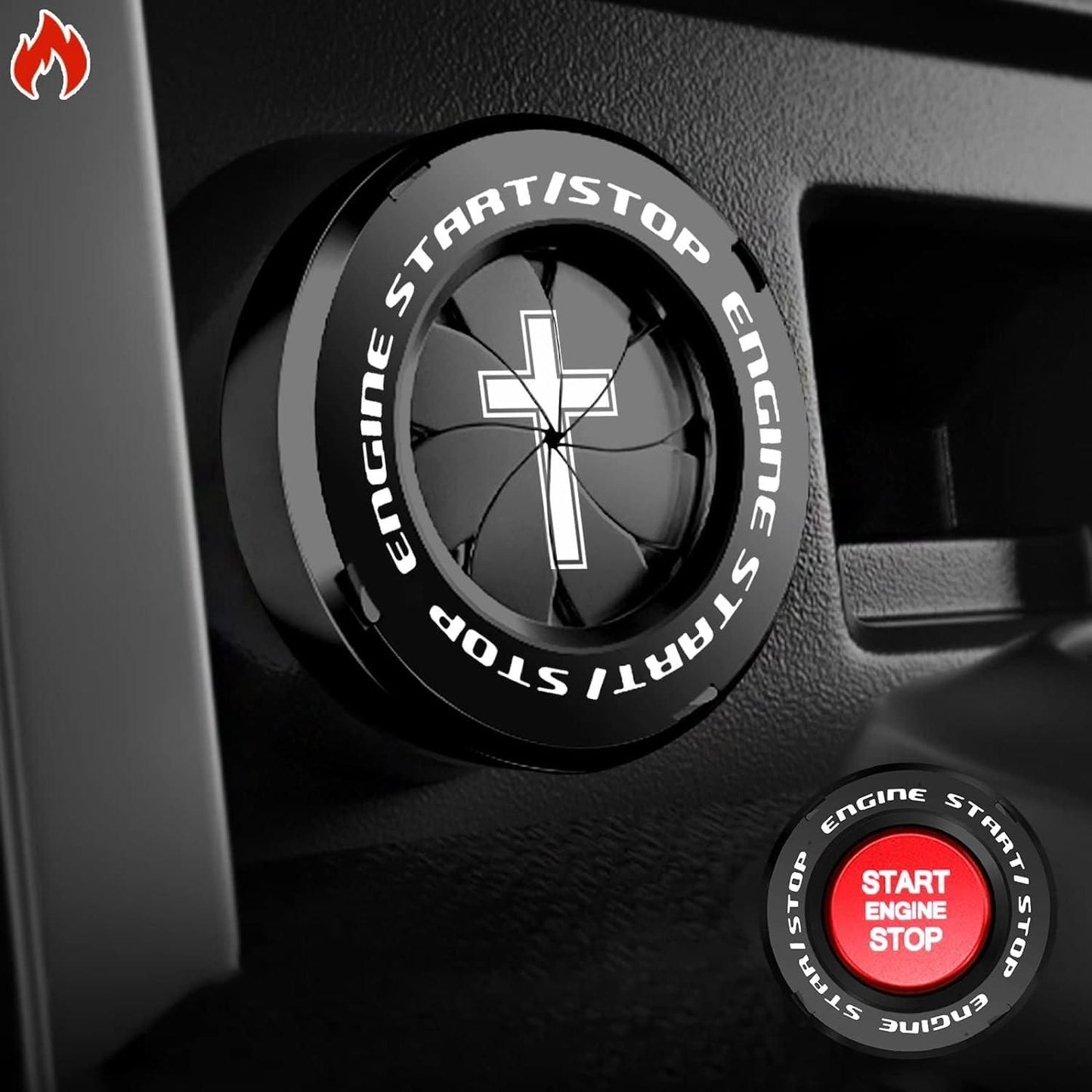 Rotary Push Start Stop Button Cover – Stylish Car Ignition Protector | NISHU Superstores