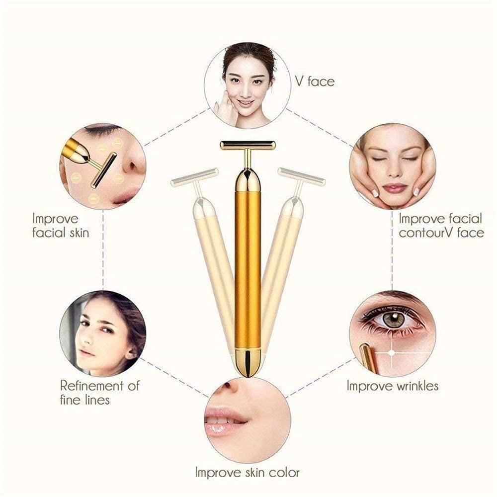 24K Gold Energy Beauty Bar – Electric Facial Massage Roller for Radiant Skin | NISHU Superstores
