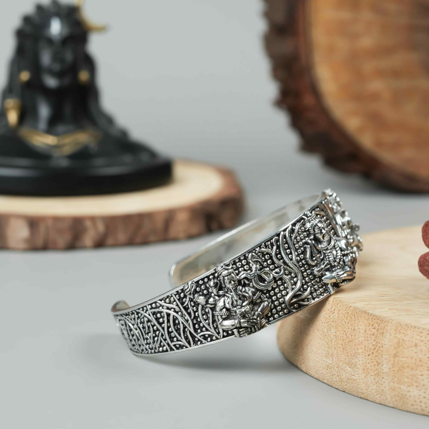 Men's Oxidized Silver Mahakal Bracelet | Spiritual Jewelry | NISHU Superstores
