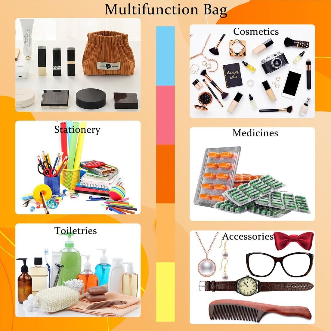Small Corduroy Makeup Bag & Hair Tie Organizer Pouch | NISHU Superstores