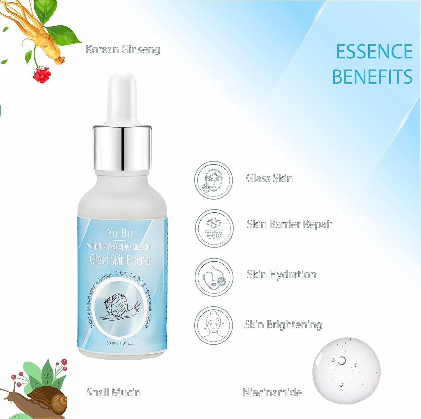 Yu Bu Glass Skin Essence | 30ML x2 | Korean Glow Look | NISHU Superstores