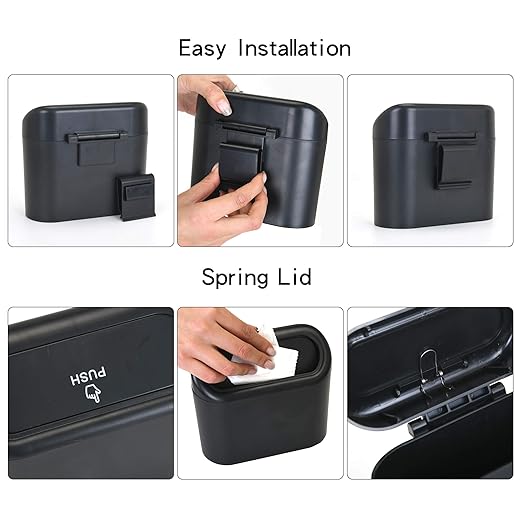 Plastic Mini Car Trash Can with Lid | Waterproof & Leak-Proof Hanging Car Dustbin Storage Box (1 Pc) | NISHU Superstores