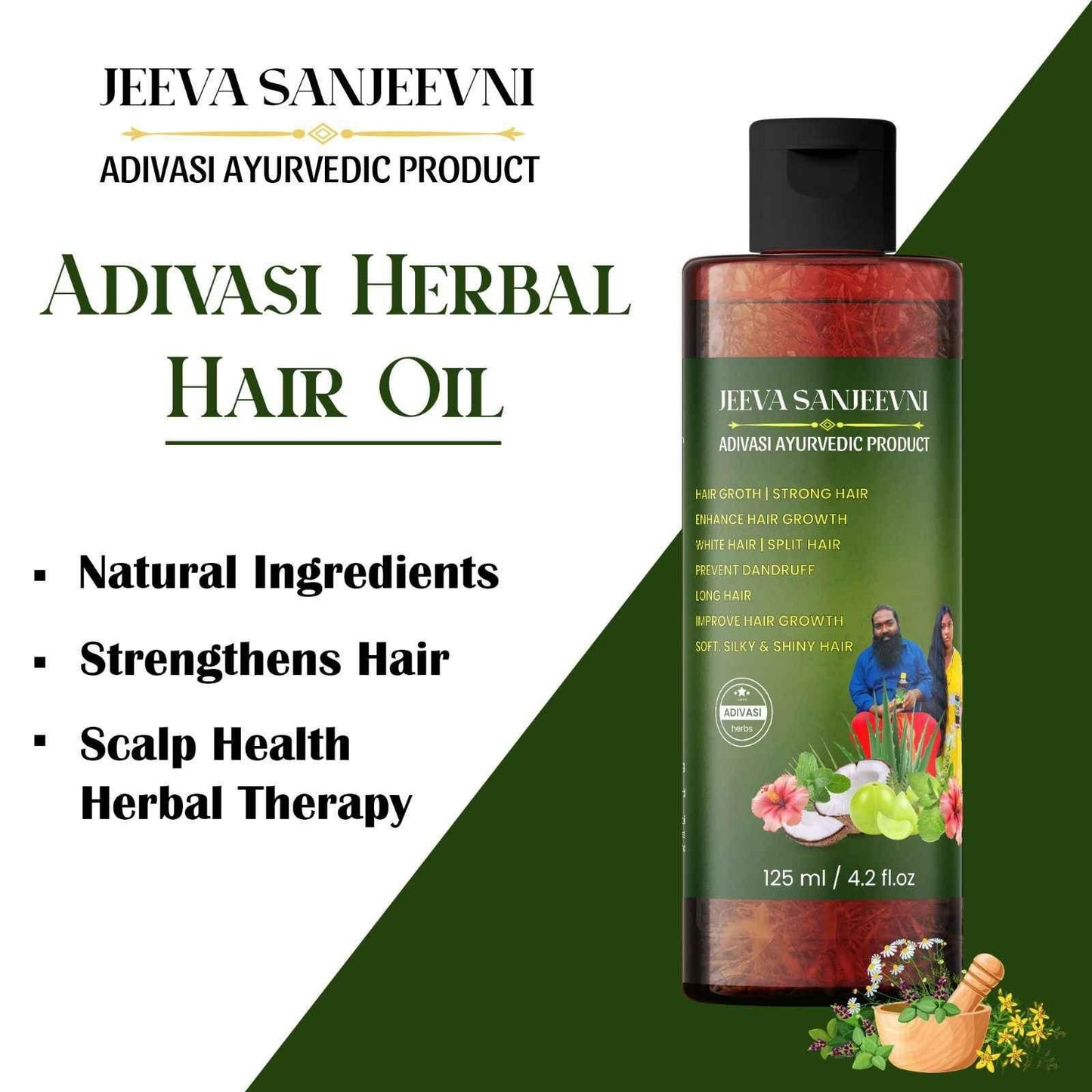 ADIVASI JEEVA SANJEEVINI Hair Oil 125ml (Pack of 2) – Herbal Hair Growth & Scalp Nourishment | NISHU Superstores