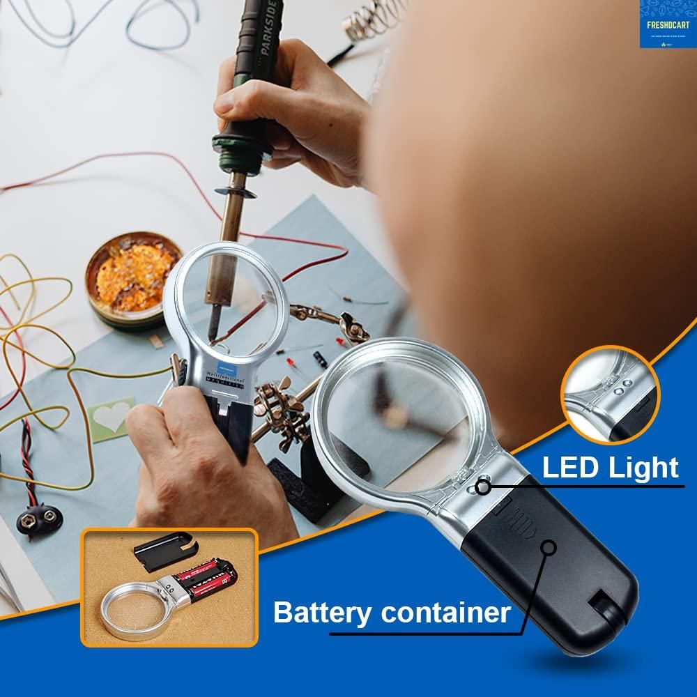 3 in 1 LED Magnifying Glass – Portable Handheld Lens | NISHU Superstores